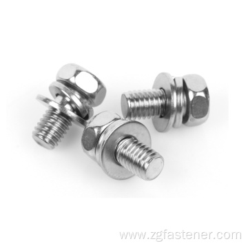 Stainless steel hex bolt and nut washer assembly